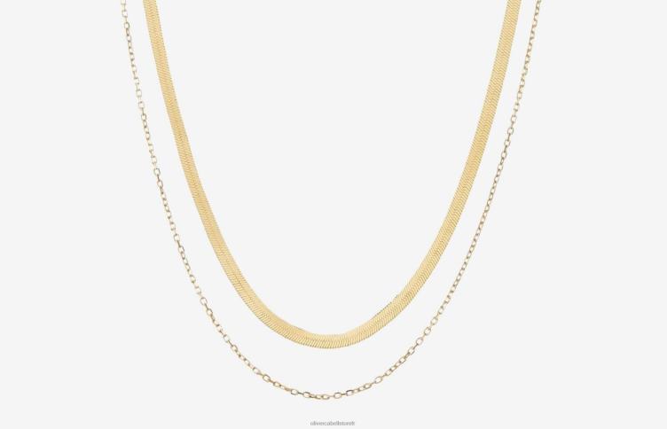 Oliver Cabell femmes ensemble chevrons + chaîne 4D0P429 accessoires or