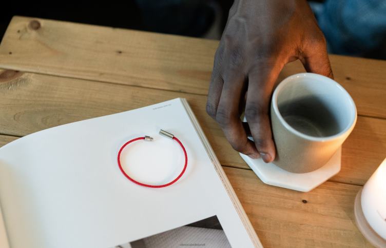 Oliver Cabell Hommes bracelet cordon fougère 4D0P203 accessoires rouge