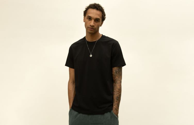 Oliver Cabell Hommes t-shirt à ourlet arrondi 4D0P246 vêtements noir