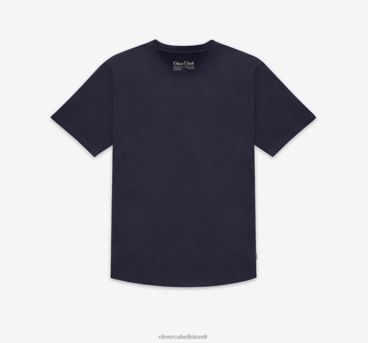 Oliver Cabell Hommes t-shirt à ourlet arrondi 4D0P249 vêtements marine